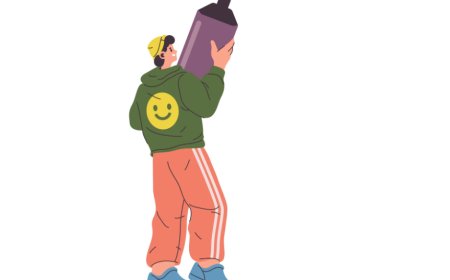 Cool man character with big highlighter marker