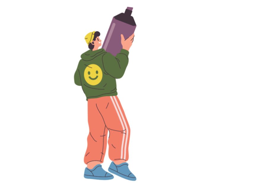 Cool man character with big highlighter marker
